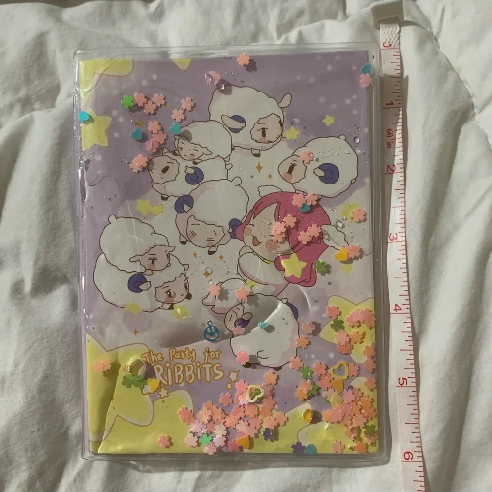 Purple Sheep Design Small Notebook with Water Gel Front Cover with Sequins